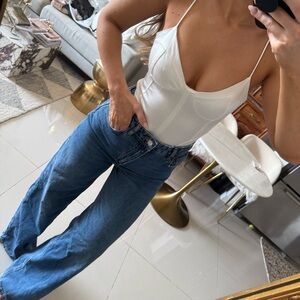 Zara White Spaghetti-Strap Bodysuit